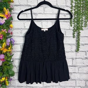 1 NWT Anthropologie Eri + Ali Black Sleeveless Crocheted Insert Top Size Medium